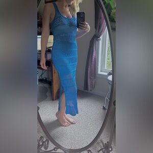 Womens blue knitted cover up maxi dress size small